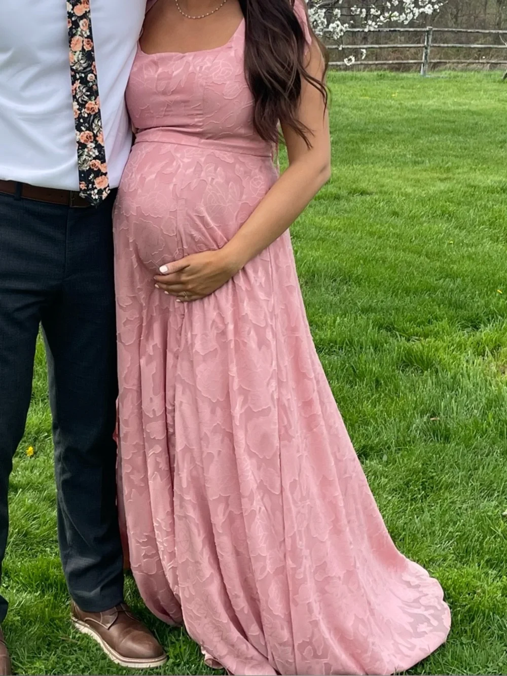 Azazie Bondi Rosette A-Line Side Slit Floral Burnout Dress - Size 12 - Picture 16 of 16